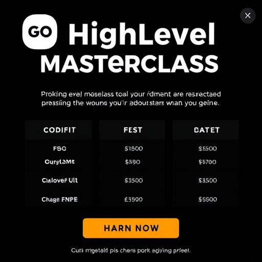 gohighlevel masterclass pricing details